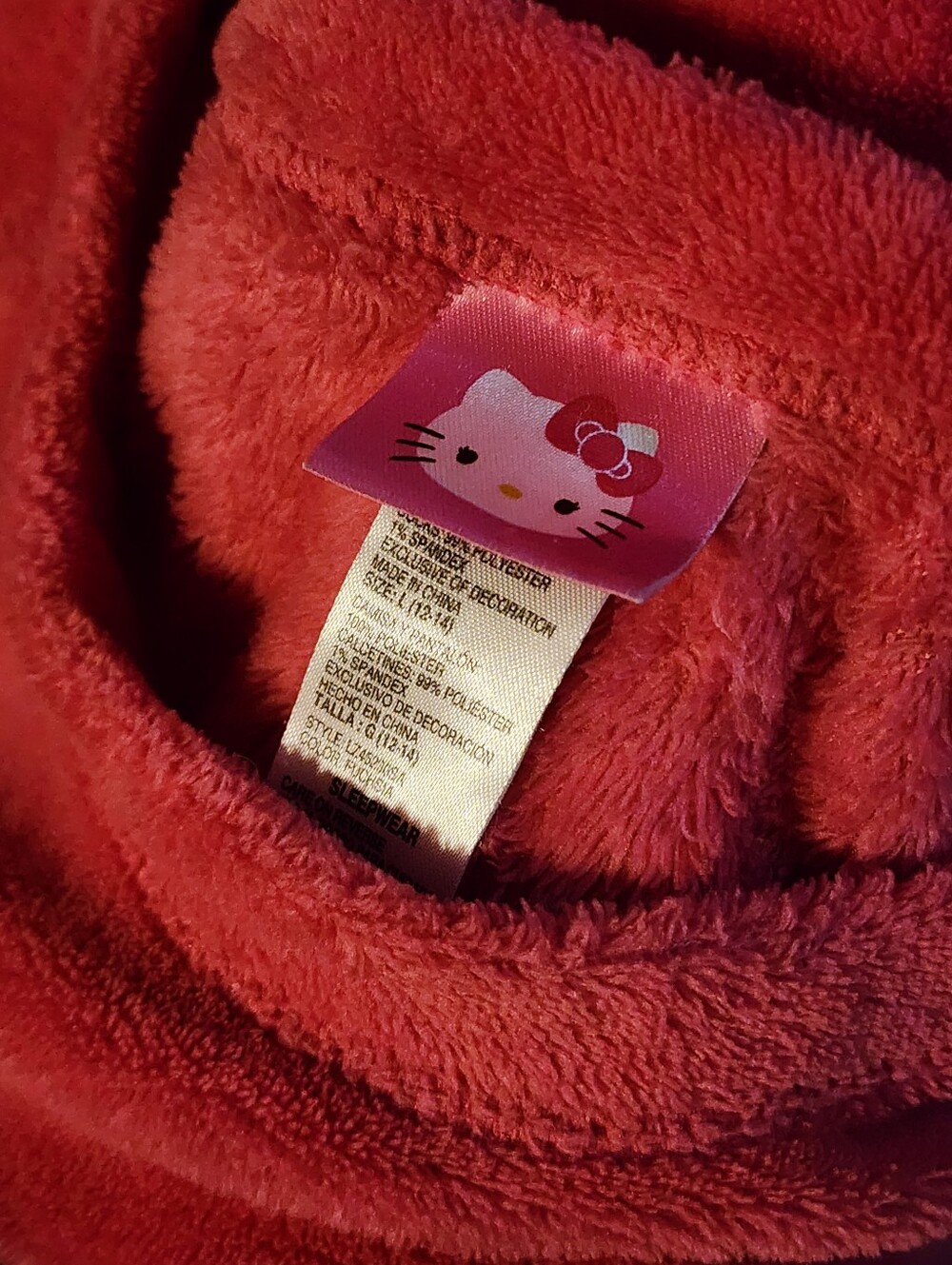 Hello Kitty Pink Plush Long Sleeve Pajama Top - Picture 4 of 4